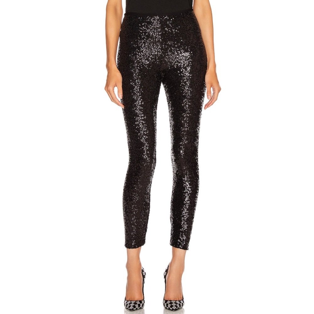 Norma Kamali Black Sequin Slim Pants